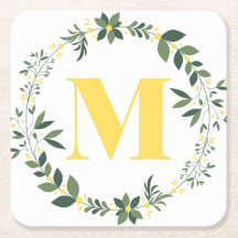 Monogramme M en or/citron avec anneau floral