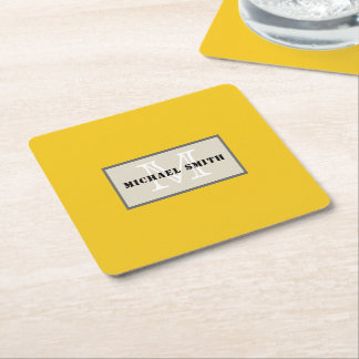 Dessous-de-verre Carré En Papier Monogramme minimaliste Arrière - plan de citron pr