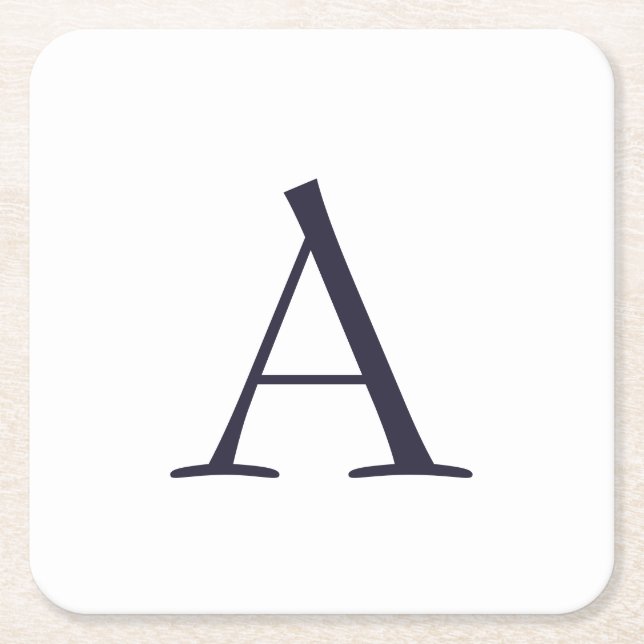 Dessous-de-verre Carré En Papier Monogramme moderne élégant bleu clair initial (Devant)