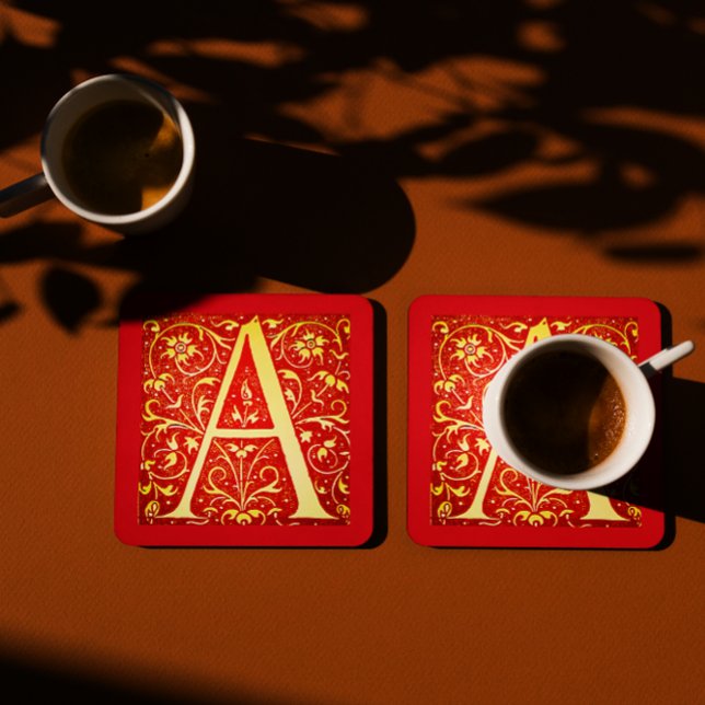 Dessous-de-verre Carré En Papier Monogramme ornemental antique - capital A (Créateur téléchargé)