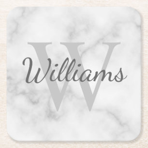 Dessous-de-verre Carré En Papier Monogramme personnalisé classique et apparence de