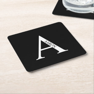 Dessous-de-verre Carré En Papier Monogramme personnalisé et nom