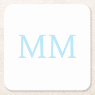 Dessous-de-verre Carré En Papier Monogramme professionnel minimaliste bleu et blanc