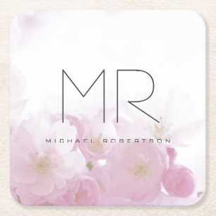 Dessous-de-verre Carré En Papier Monogramme professionnel personnalisé minimum flor