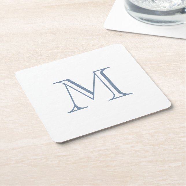 Dessous-de-verre Carré En Papier Monogramme simple de pervenche  (Incliné)