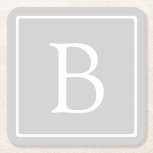 Dessous-de-verre Carré En Papier Monogramme simple gris clair