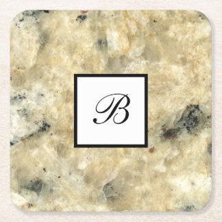 Dessous-de-verre Carré En Papier Monogramme Stone Look Boissons Coaster