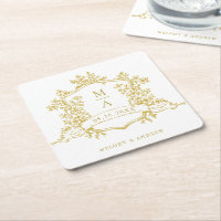 Monogrammes de crête Florale d'or classique Mariag