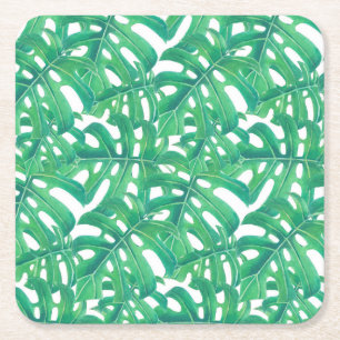 Dessous-de-verre Carré En Papier Monstère verte tropicale feuille motif