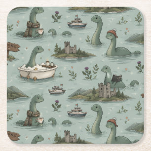 Dessous-de-verre Carré En Papier Monstre du Loch Ness 