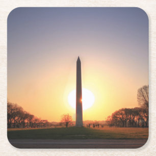 Dessous-de-verre Carré En Papier Monument de Washington au coucher du soleil