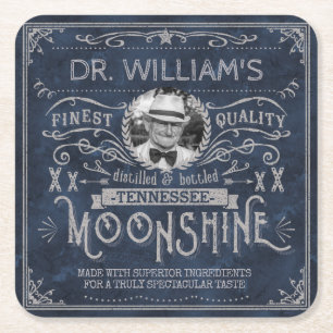 Dessous-de-verre Carré En Papier Moonshine Vintage Hillbilly Medicine Custom Blue