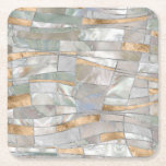 Dessous-de-verre Carré En Papier Mosaic Waves Art - Pearl et Pastel Gold<br><div class="desc">Mosaic Waves Art - Pearl et Pastel Gold</div>