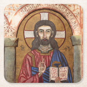 Dessous-de-verre Carré En Papier Mosaïque ancienne de Jésus