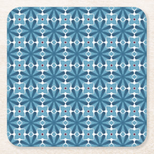 Dessous-de-verre Carré En Papier Mosaïque bleue et blanche