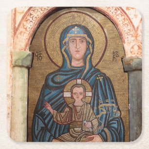 Dessous-de-verre Carré En Papier Mosaïque de la Vierge Marie et Jésus