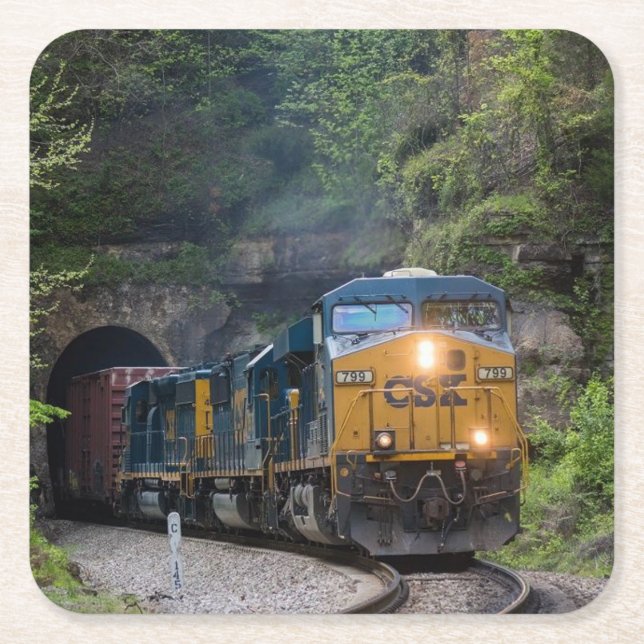 Dessous-de-verre Carré En Papier Moteur de train diesel classique (Devant)