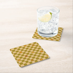 Dessous-de-verre Carré En Papier Motif à carreaux Flowe - N° 02