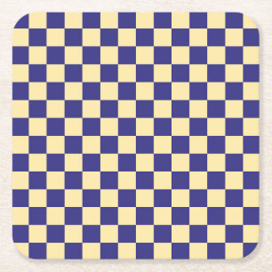 Dessous-de-verre Carré En Papier Motif à carreaux indigo et beurre