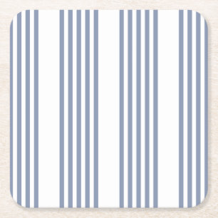 Dessous-de-verre Carré En Papier Motif à cinq bandes bleu-gris et blanc