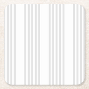 Dessous-de-verre Carré En Papier Motif à cinq bandes gris clair et blanc