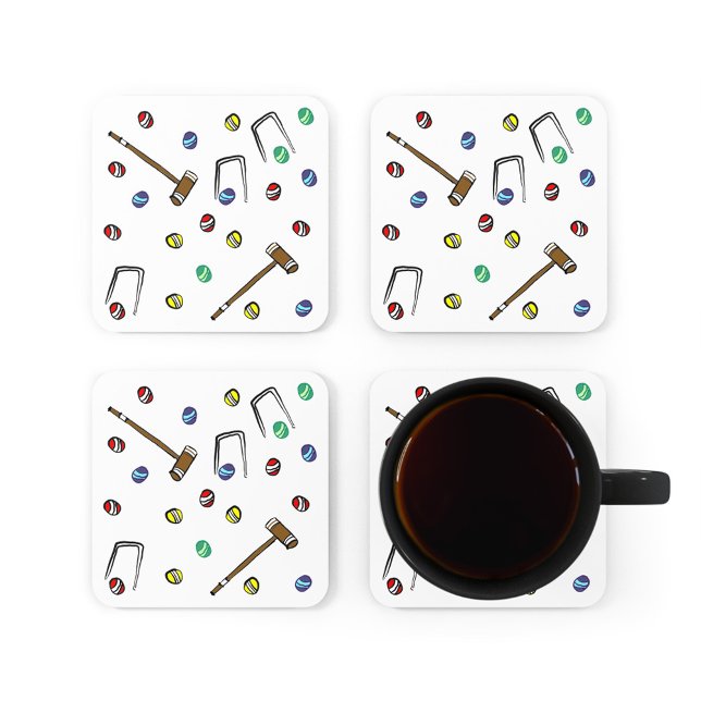 Dessous-de-verre Carré En Papier Motif à main en croquet lunaire (Our hand-illustrated croquet coasters add fun to any croquet party, picnic, or tournament!)
