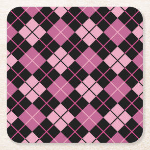 Dessous-de-verre Carré En Papier Motif à motifs de losanges dans le noir et le ros