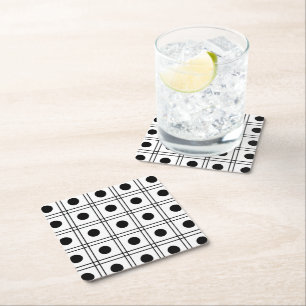Dessous-de-verre Carré En Papier Motif à pois et damier noir et blanc