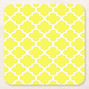 Dessous-de-verre Carré En Papier Motif à quatre feuilles en jaune d'agrumes