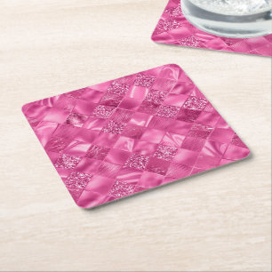 Dessous-de-verre Carré En Papier Motif à tissage Carré rose chaud