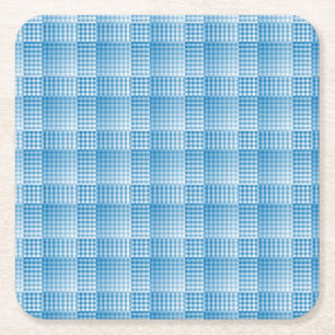 Dessous-de-verre Carré En Papier Motif abstrait à carreaux bleus et blancs