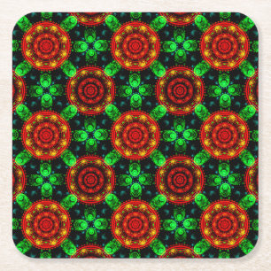 Dessous-de-verre Carré En Papier Motif Abstrait Élégant Bohème Moderne Floral #504