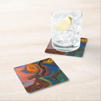 Dessous-de-verre Carré En Papier motif abstrait marbré