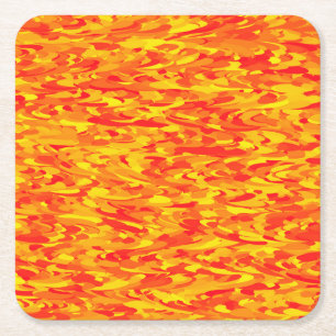 Dessous-de-verre Carré En Papier Motif Abstrait Orange Rouge Jaune