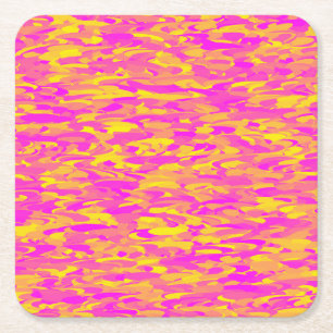 Dessous-de-verre Carré En Papier Motif Abstrait rose jaune orange