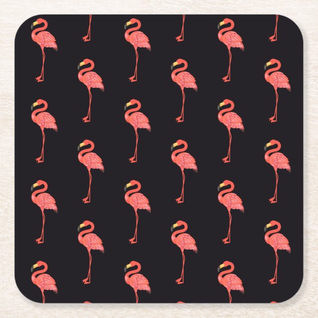 Dessous-de-verre Carré En Papier Motif animal de Flamant rose rose tropical (Devant)