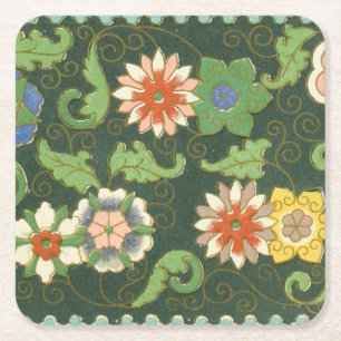 Dessous-de-verre Carré En Papier Motif antique cloisonné chinois : Vert Jade