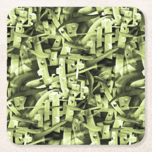 Dessous-de-verre Carré En Papier Motif aquarelle en vert Abstrait contemporain