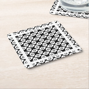 Dessous-de-verre Carré En Papier Motif arabesque symétrique noir et blanc gras