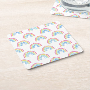 Dessous-de-verre Carré En Papier Motif arc-en-ciel Pastel