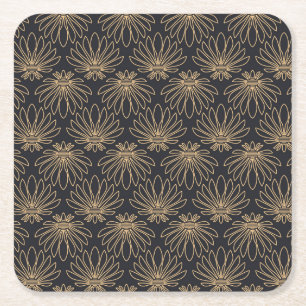 Dessous-de-verre Carré En Papier Motif Art Déco avec motifs floraux dorés