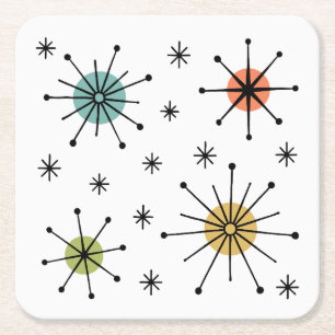 Dessous-de-verre Carré En Papier Motif Atomique en Forme d'Étoile Éclatée de Style 