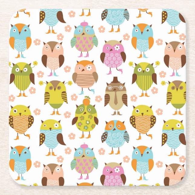 Dessous-de-verre Carré En Papier motif avec des oiseaux (Devant)