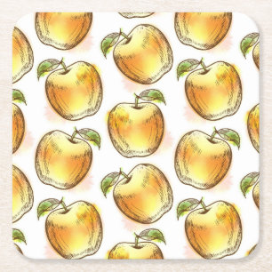 Dessous-de-verre Carré En Papier Motif avec la pomme jaune