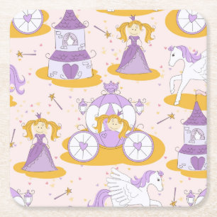 Dessous-de-verre Carré En Papier motif avec une princesse