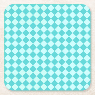 Dessous-de-verre Carré En Papier Motif bleu de diamant de combinaison par Shirley