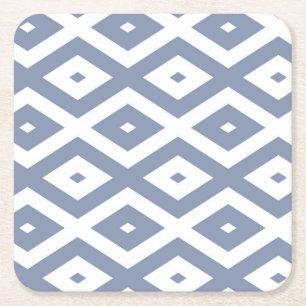 Dessous-de-verre Carré En Papier Motif bleu gris et blanc