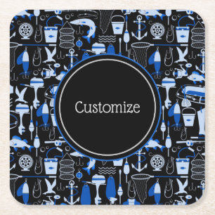 Dessous-de-verre Carré En Papier Motif bleu pêche Personnalisé