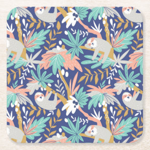 Dessous-de-verre Carré En Papier Motif bleu tropical de paresse