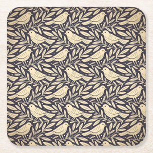 Dessous-de-verre Carré En Papier Motif botanique de couleur bleue de style vintage 